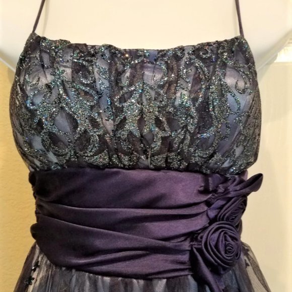 B Darlin dark blue / indigo purple party dress - Picture 2 of 6
